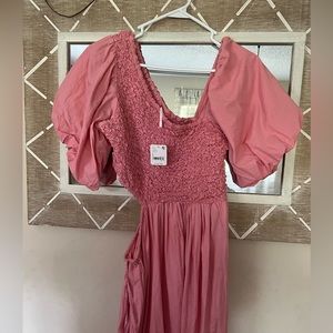 NWT! Free People pink maxi cut out dress